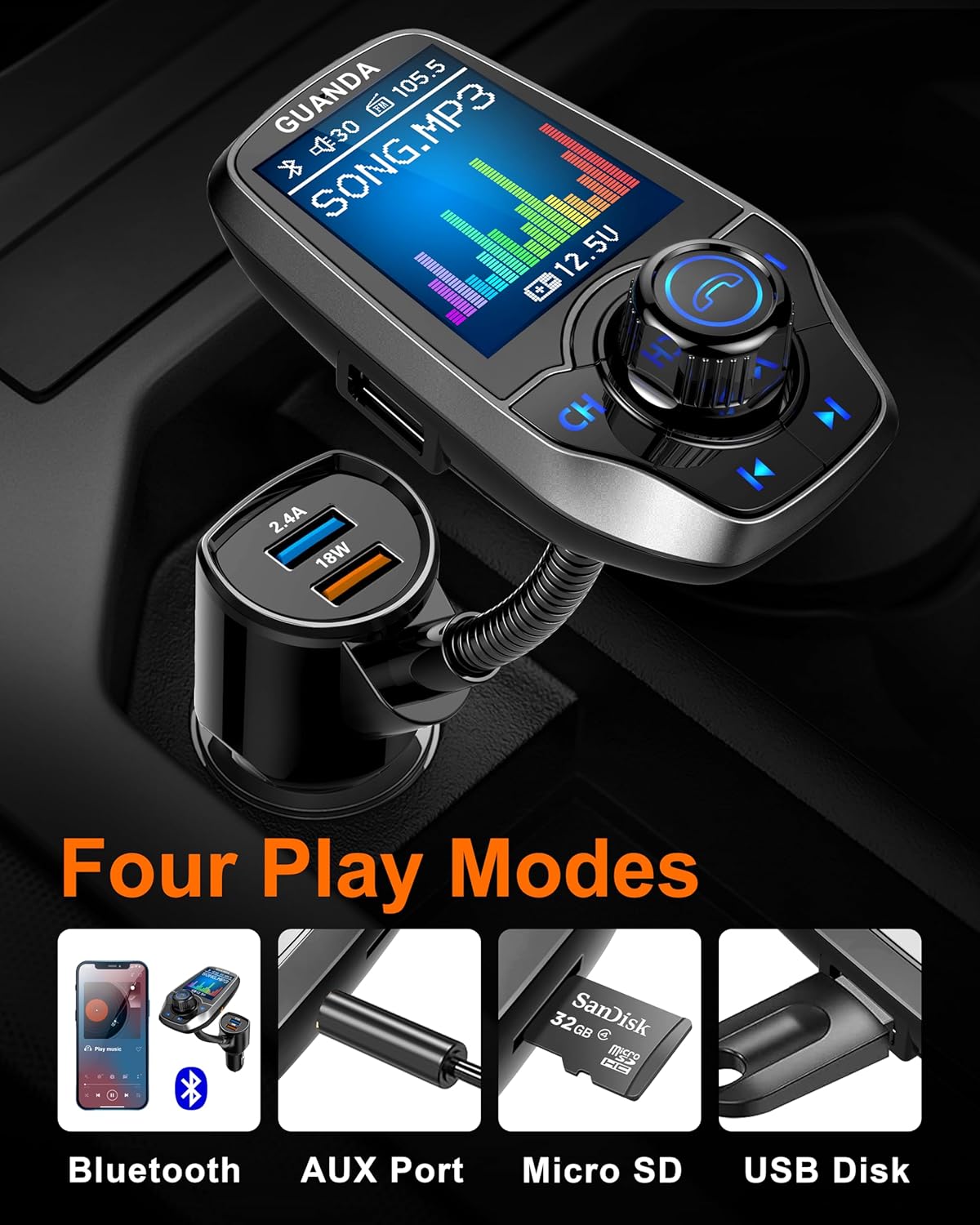 RM100 Bluetooth FM Transmitter Pewter