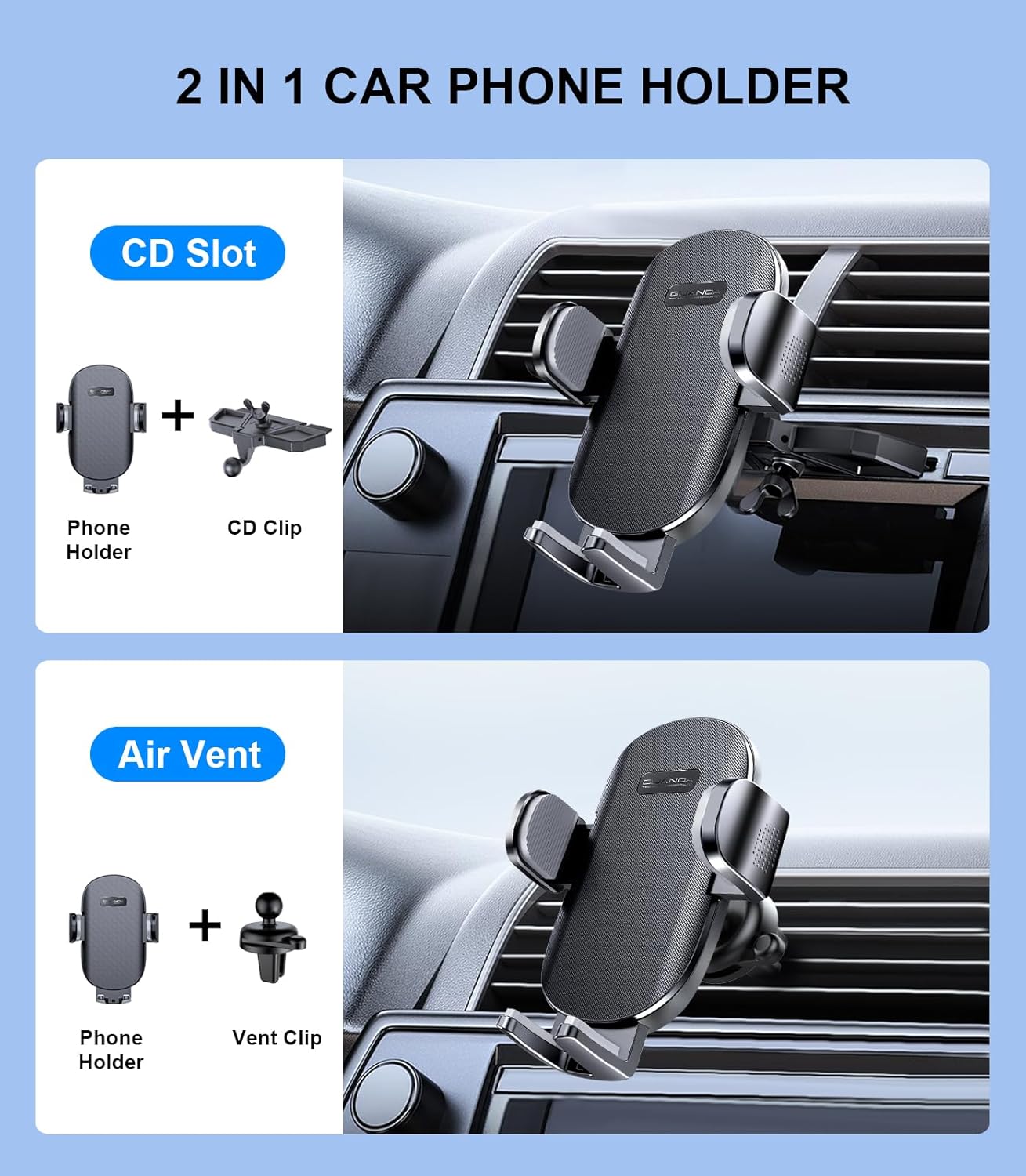 CD Car Phone Holder Black-Upgraded