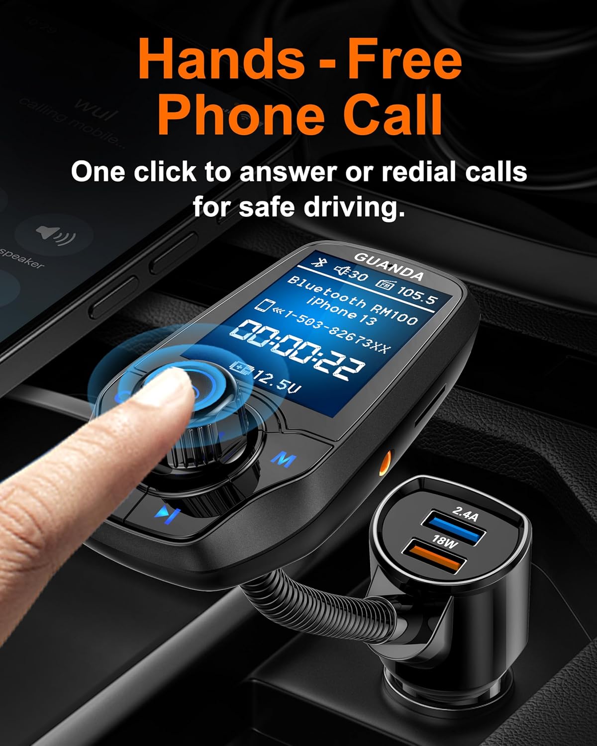 RM100 Bluetooth FM Transmitter Matte Black