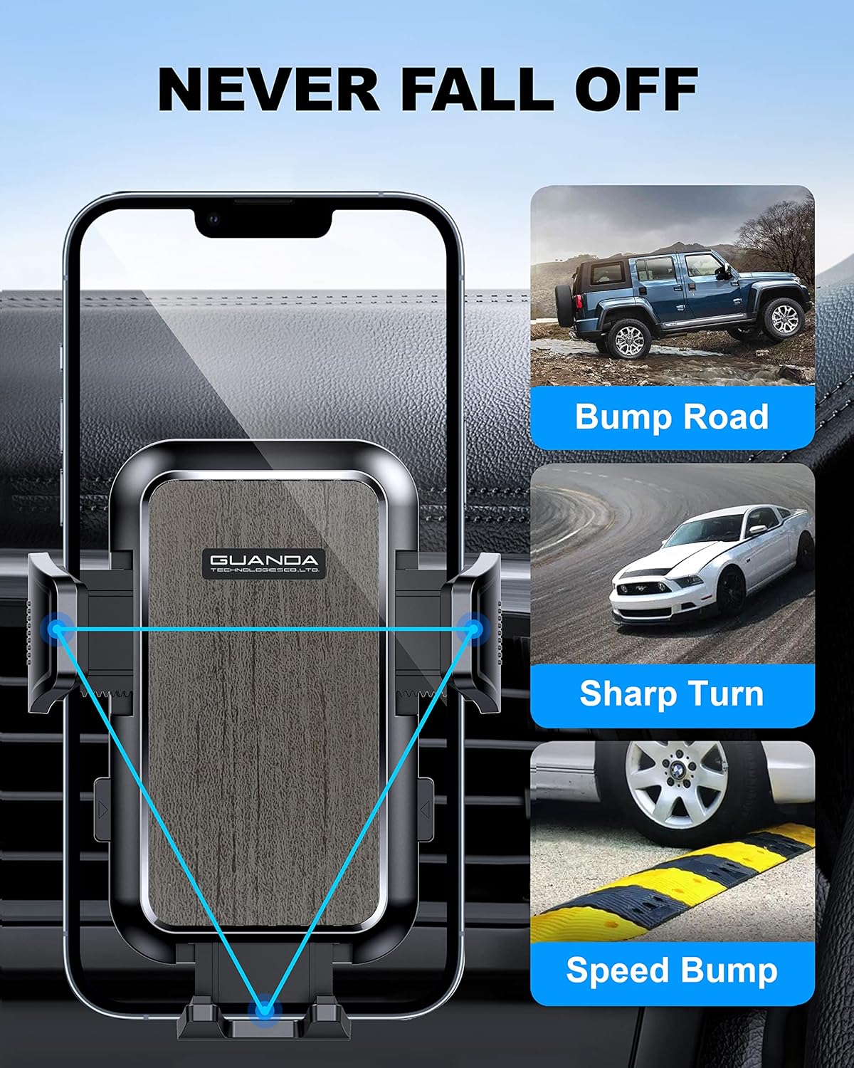 Soporte para teléfono de coche gris