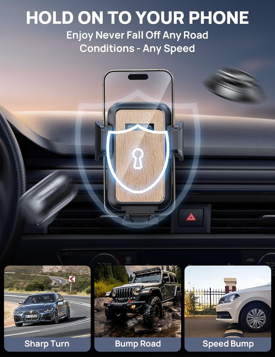 MM400R Car Vent Phone Mount Gold Hook