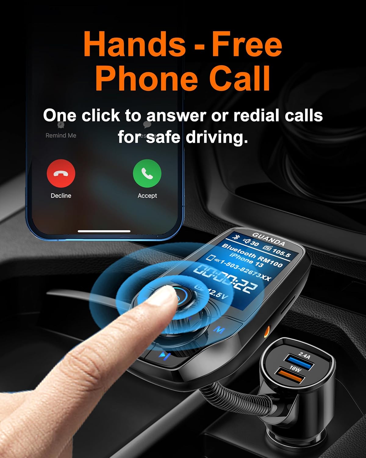 RM100 Bluetooth FM Transmitter Black