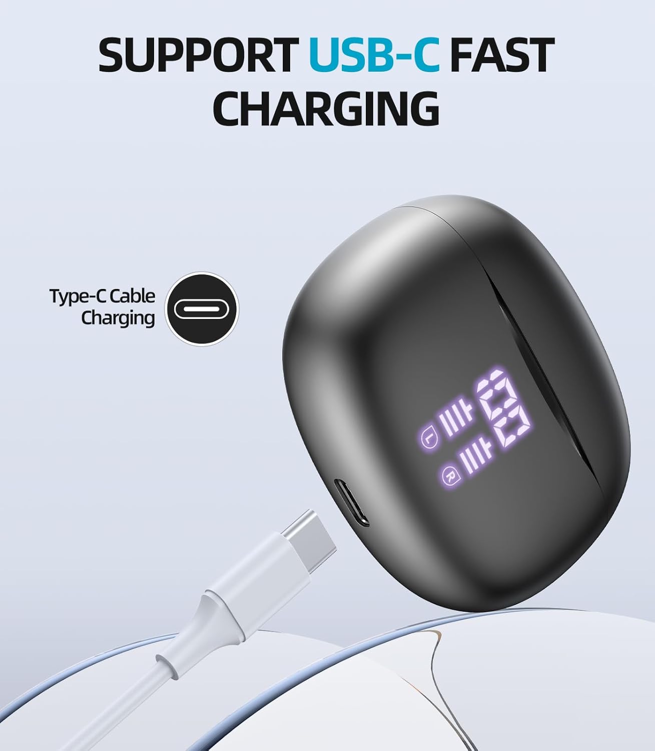 SM300 Wireless Earbuds Dual Mic Black