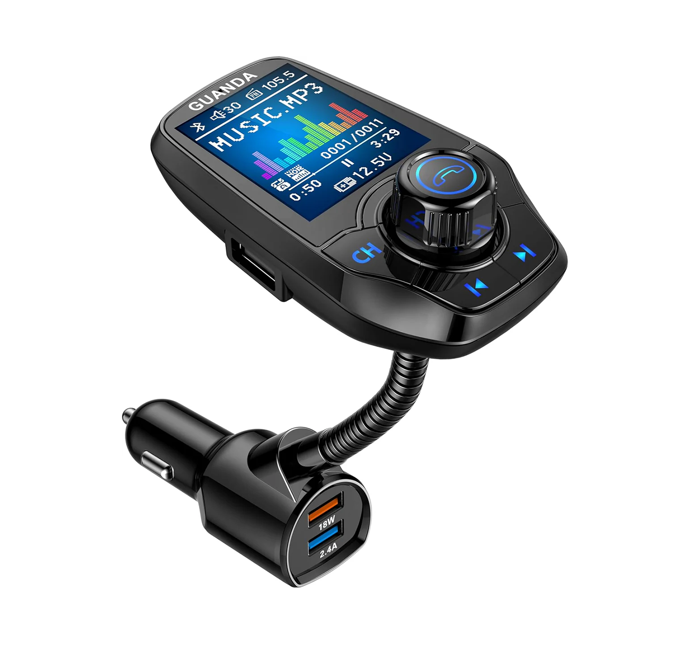 RM100 Bluetooth FM Transmitter Black