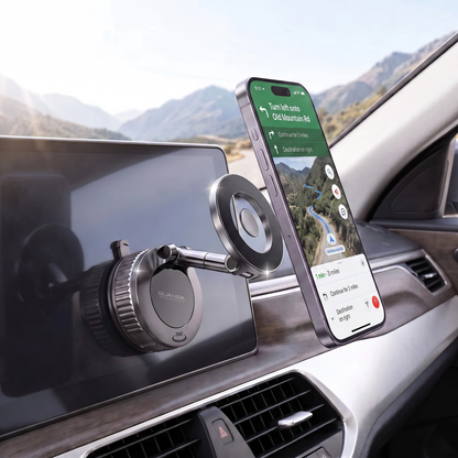 GUANDA Magnetic Car Phone Mount for iPhone, N55 MagSafe Vacuum Suction Cup, Foldable 360° Hands-Free Phone Holder for Car, Home & Travel