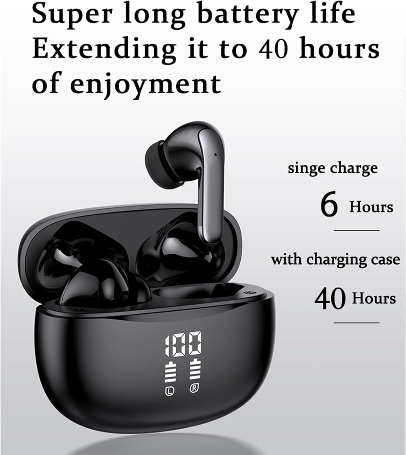 SM300 Wireless Earbuds Single Mic Black
