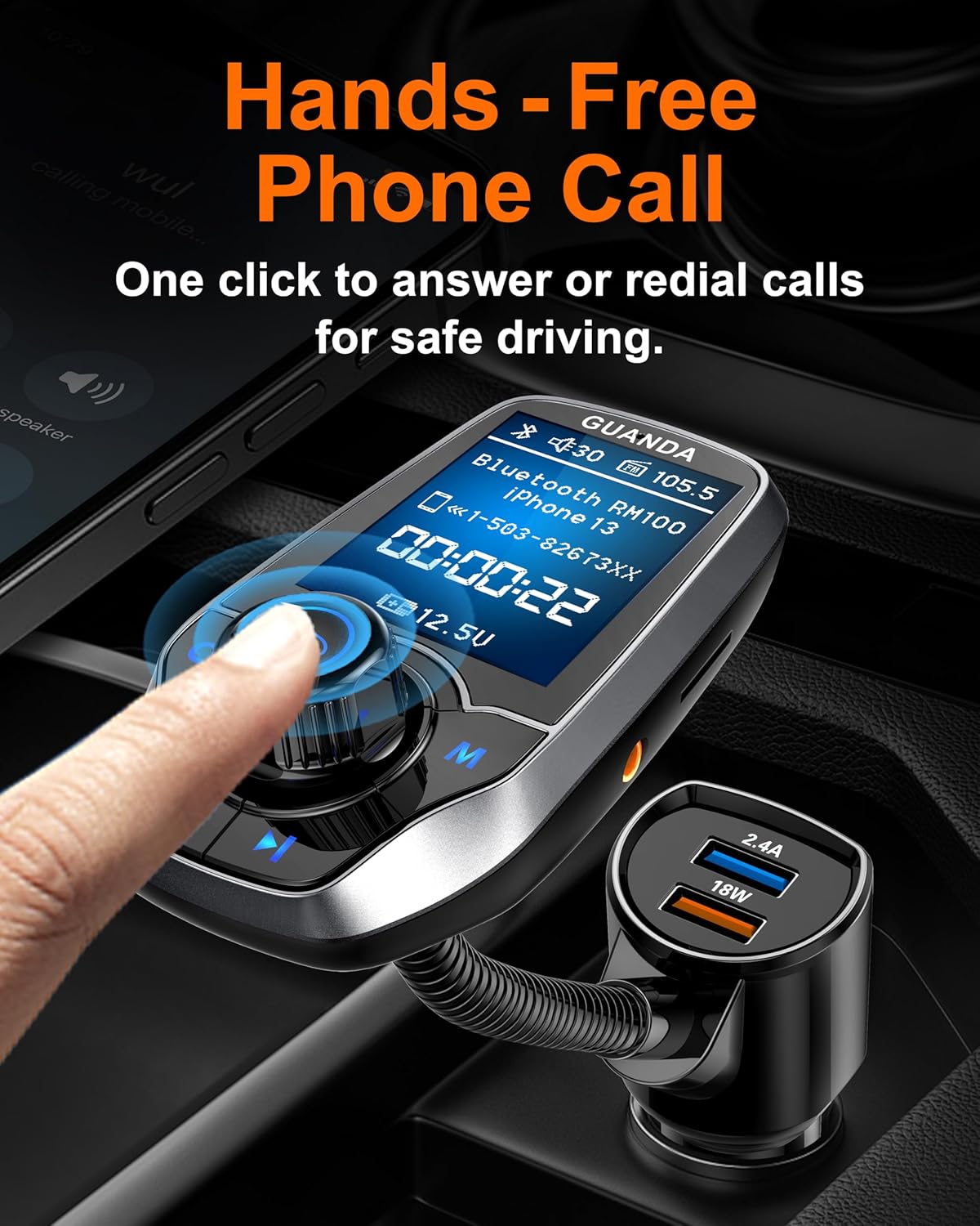 RM100 Bluetooth FM Transmitter Pewter