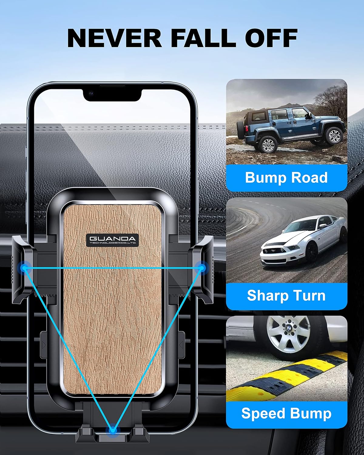 MM300 Car Phone Holder Gold