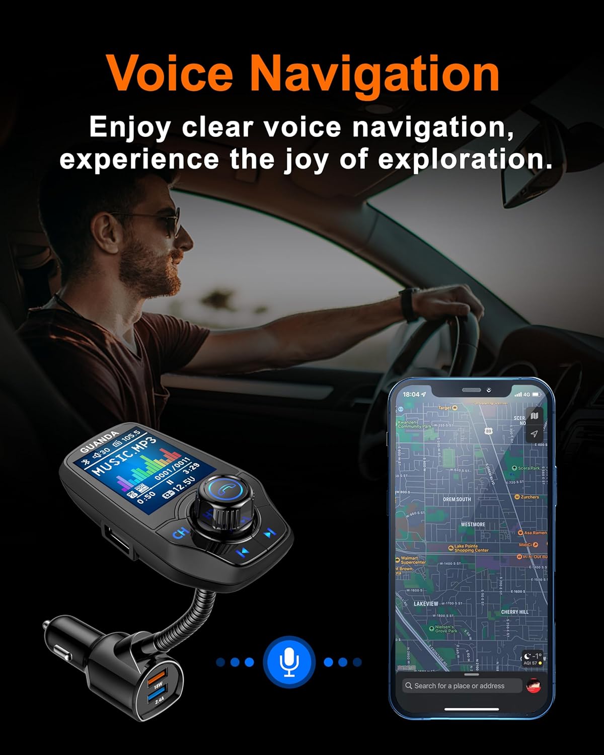 RM100 Bluetooth FM Transmitter Matte Black