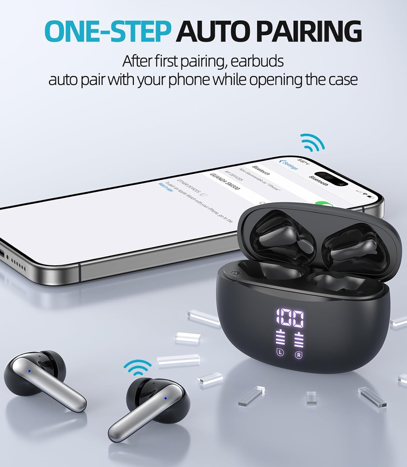 SM300 Wireless Earbuds Dual Mic Black