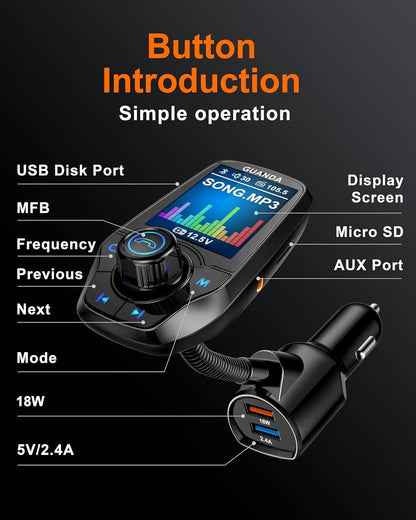 RM100 Bluetooth FM Transmitter Black