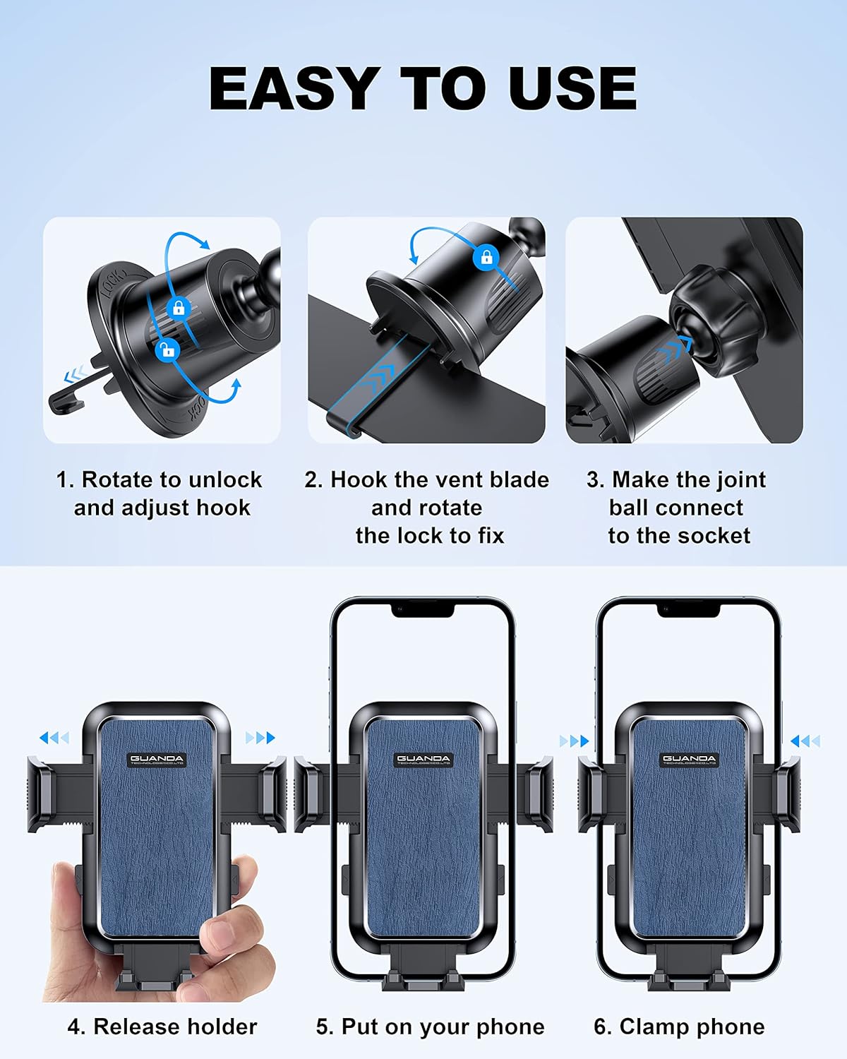 MM300 Car Phone Holder Cyan